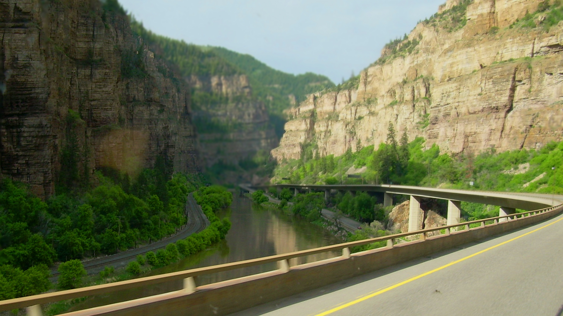 the road of I-70 at Glenwood Canyon