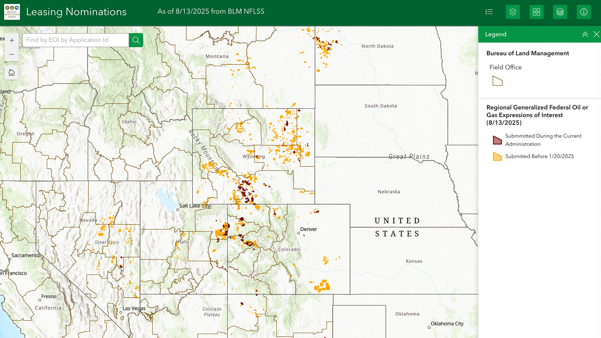 Federal Oil and Gas Leasing Nominations Map