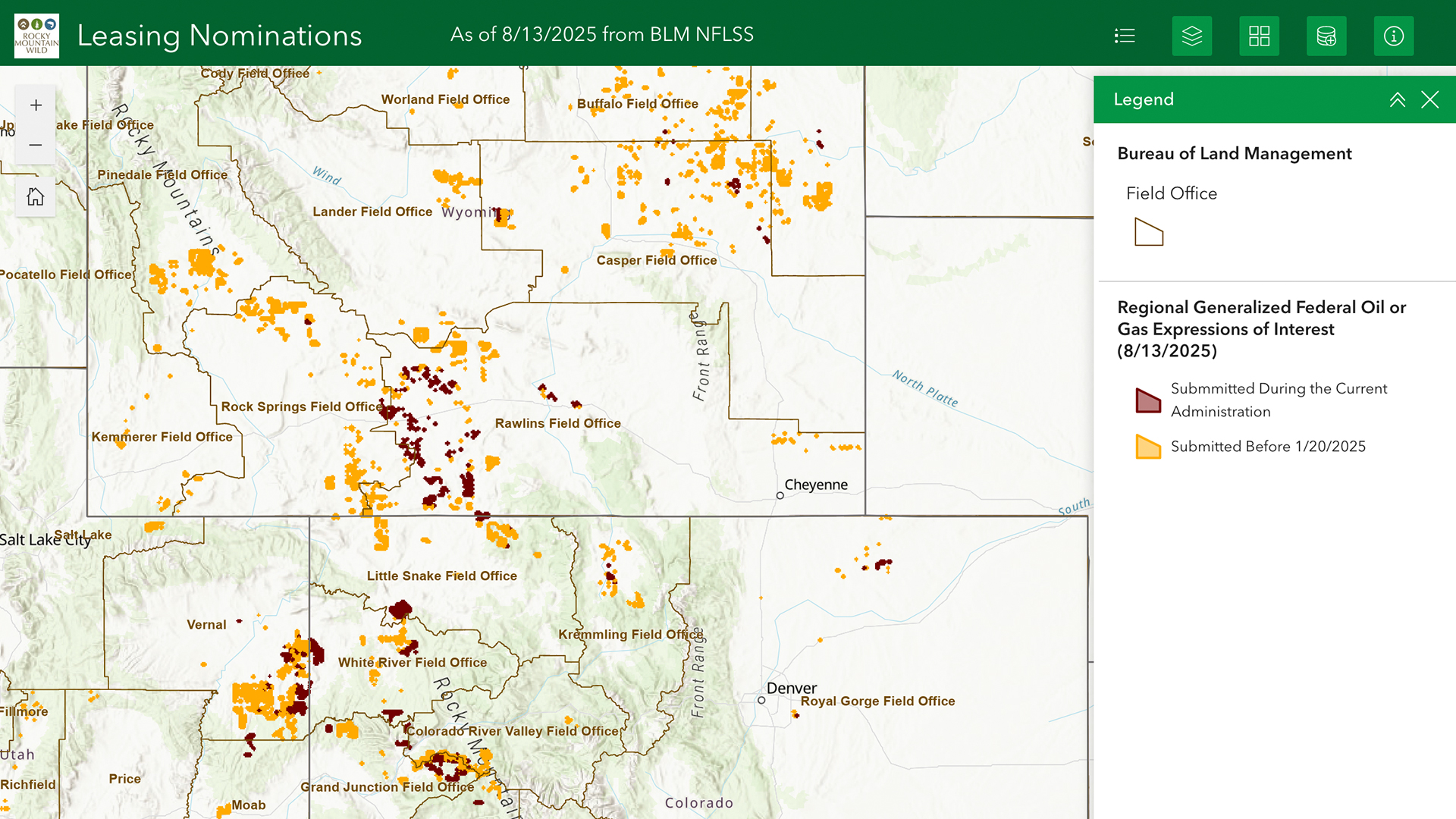 Screenshot of Leasing Nominations Map